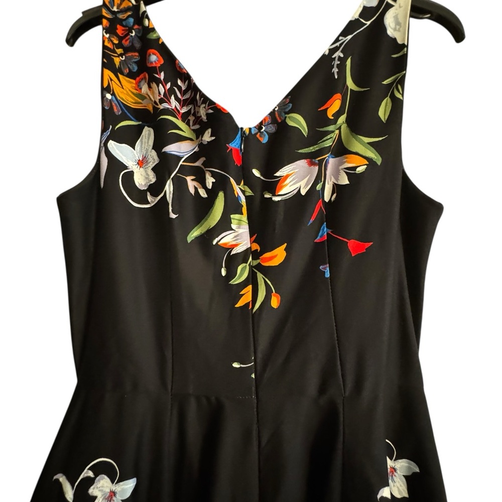 Eva Rose Black Floral V-Neck Fit & Flare 100% Cotton Retro Garden Party dress - Picture 12 of 15
